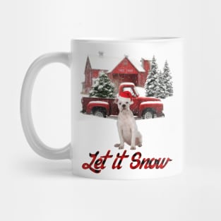 American Bulldog Let It Snow Tree Farm Red Truck Christmas Mug